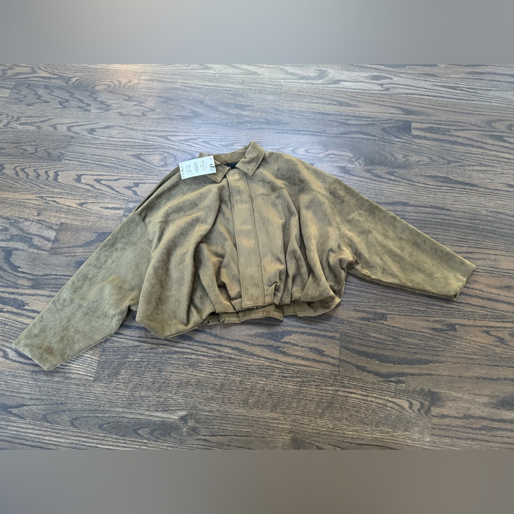 SUEDE EFFECT BOMBER JACKET NWT - Picture 3 of 3